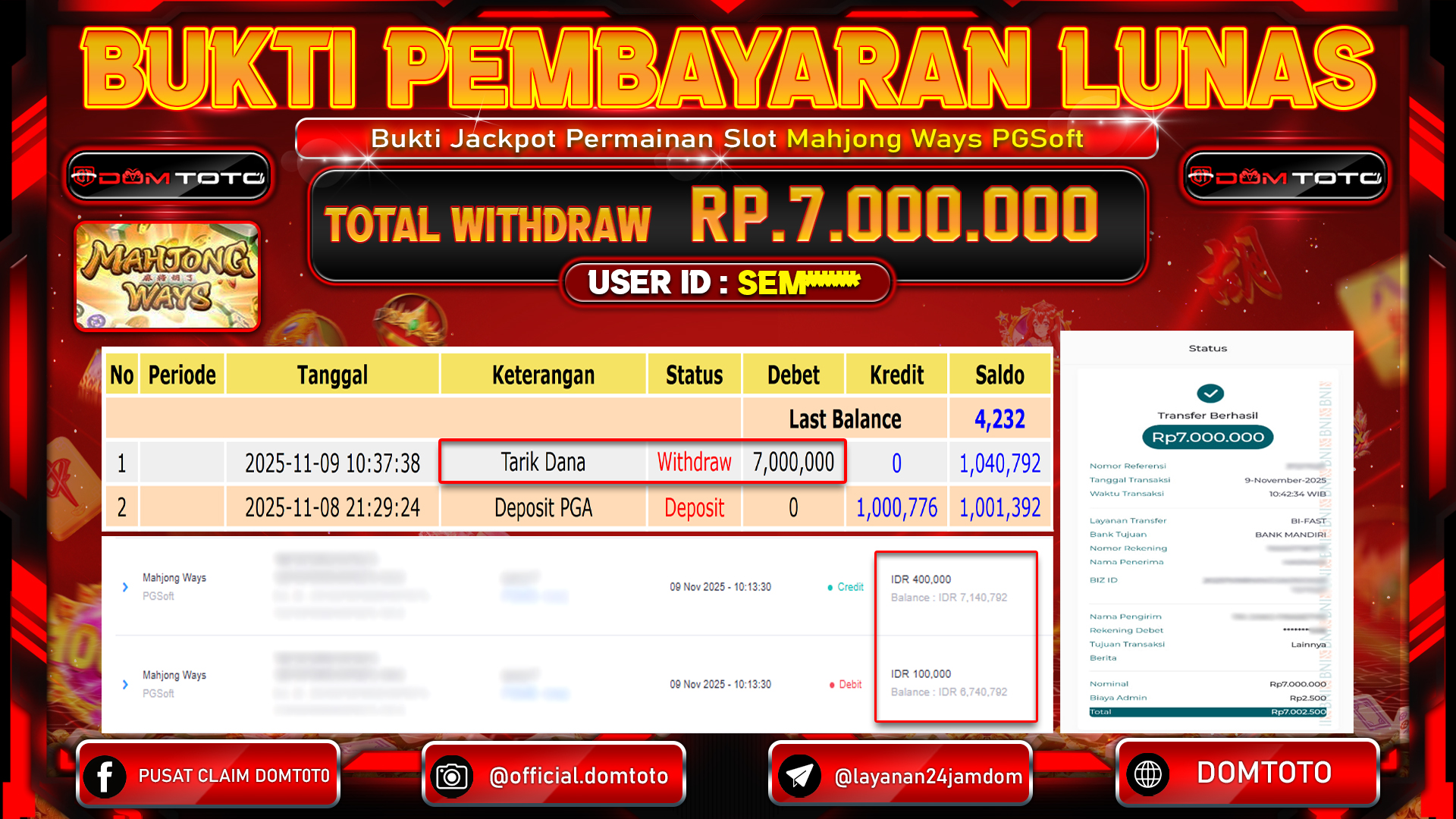 JACKPOT Slot Mahjong Ways PGSoft 09 NOVEMBER 2025
